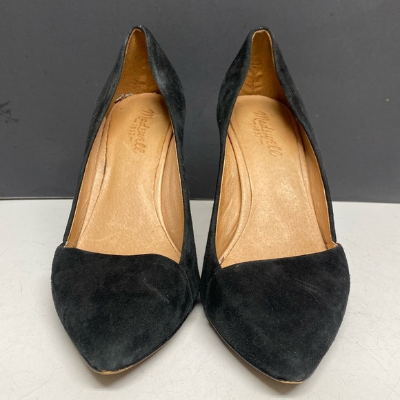 1937 Madewell Black Suede Slip On Heeled Shoes Size 8.5 - Picture 5 of 17